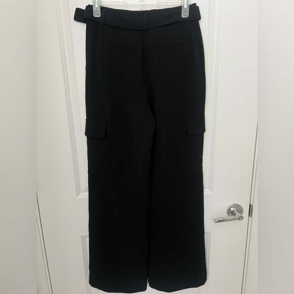 NWOT Express High Waisted Pleated Belted Utility Trouser Pant in Pitch Black - Picture 4 of 7